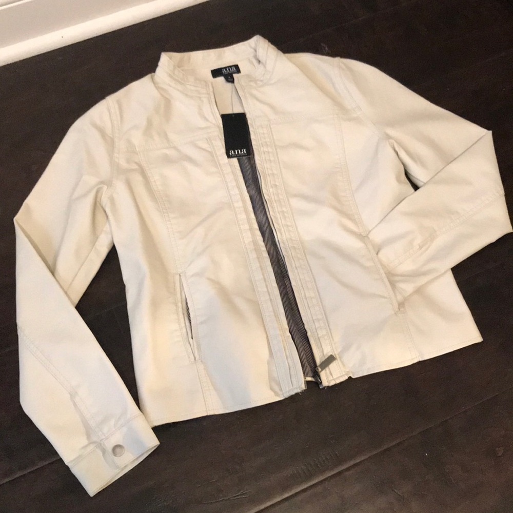 White Faux Leather Jacket — Super light weight!